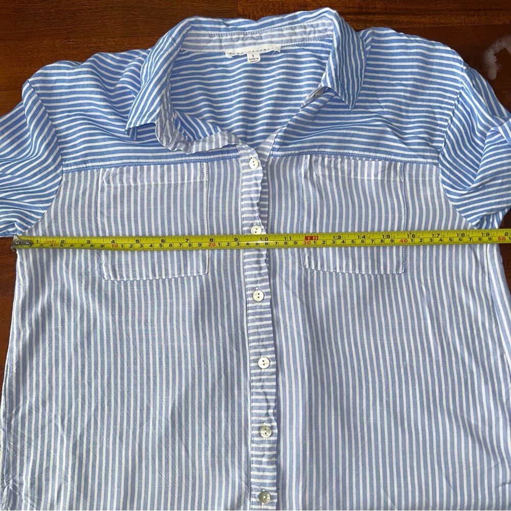 Jane + Delancey Blue Color Block Striped Long Sleeve Button Up Roll Cuff Shirt - Picture 6 of 7